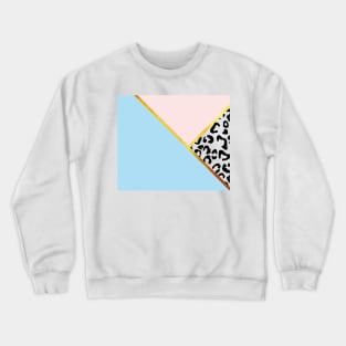Abstract black and white leopard print, color blocking blue Crewneck Sweatshirt